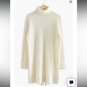 & Other Stories Cream Turtleneck Ribbed Sweater Dress